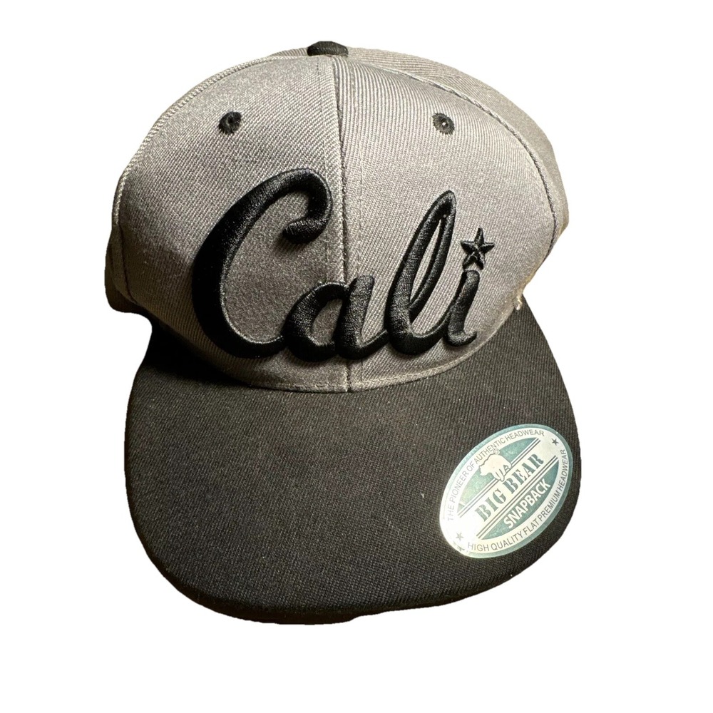 Big Bear Cali Snapback Cali Hat Grey/black Hip Hop Trucker